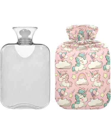 Naanle Rainbow Unicorn Hot Water Bottle - 1L Transparent Heating Pad for Hand Warmers Pain Relief & Cold Therapy - Buy Online on GoSupps.com
