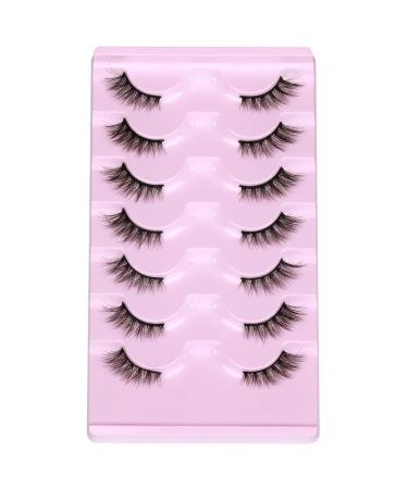 JIMIRE 7 Pairs Half Lashes - Natural Wispy Cat Eye False Eyelashes 3D Effect - 12MM Short Strip Lashes Pack - Buy Online on GoSupps.com