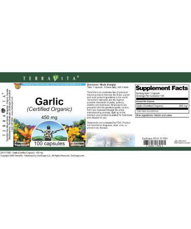 Garlic (Certified Organic) - 450 mg (100 Capsules ZIN: 517695) - 3 Pack - Buy Online on GoSupps.com