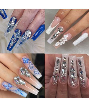 Crystal White Nail Rhinestones Set - 2920 Pcs Multi Shape Flatback Gems for Acrylic Nails & Jewelry Design - Buy Online on GoSupps.com