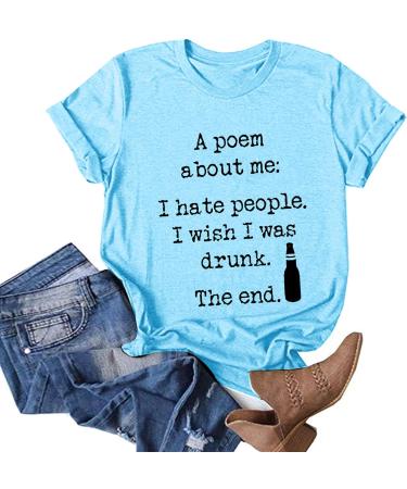 Womens Short Sleeve Sky Blue T-Shirt - Casual Crew Neck Solid Round Tee - Funny Offensive Adult Humor - Size Medium - Buy Online on GoSupps.com