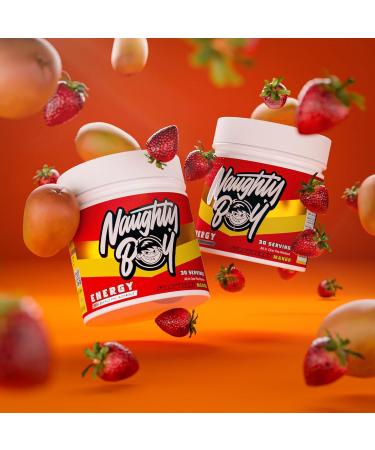 Naughty Boy High Energy Pre Workout Powder with Beta Alanine Citrulline & Caffeine Supplements for Men & Women Clinically Dosed Energy Drink- 390g/30 Servings (Strawberry Mango) - Buy Online on GoSupps.com