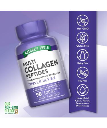 Nature's Truth Multi Collagen Peptides Capsules | Types I II III V X | 2000 mg | 90 Count | Keto Friendly | Non-GMO and Gluten Free Supplement - Buy Online on GoSupps.com