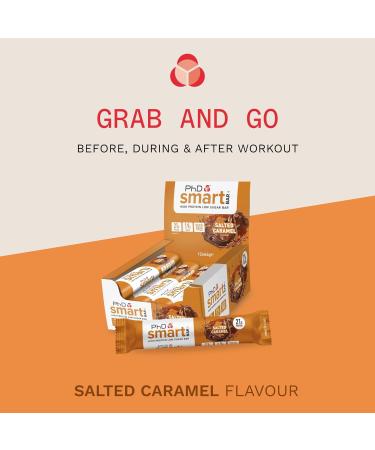 PhD Nutrition Smart Protein Bar Low Calorie Nutritional Protein Bars / Protein Snacks High Protein Low Sugar Salted Caramel Flavour 20g of Protein 64g Bar (12 Pack) Salted Caramel 12 Bars - Buy Online on GoSupps.com