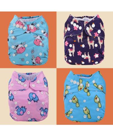 Anmababy 4 Pack Adjustable Size Waterproof Washable Pocket Cloth Diapers with 4 Inserts and Wet Bag for Baby Girls.(CD4-002) 4 Pack-pb - Buy Online on GoSupps.com