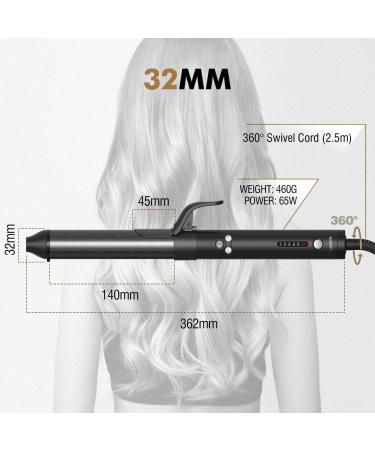 Luxspire 32mm Automatic Curling Rod | Nano-Titanium Curler | Professional Rotating Ion Winder for Long Hair | 120-230 | Black - Buy Online on GoSupps.com