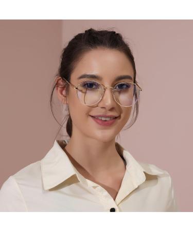 DAUCO Unisex Blue Light Filter Glasses - Retro Sixties Round Metal Glasses for Women & Men - Silver Perfect for Eye Protection & Style - Buy Online on GoSupps.com