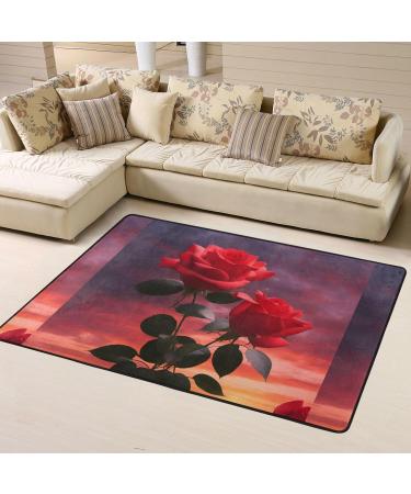 Buy Two Red Roses Flannel Non-Slip Floor Mat 63x48 Inches Comfortable & Lint-Free Perfect for Any Occasion International Shipping Available - Buy Online on GoSupps.com