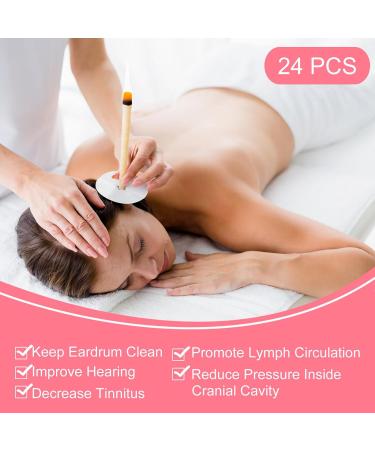 XUSSMM 24 Pcs Ear Candles All Natural Ear Candles Beeswax Candling Cones Non-Toxic Cylinders Fragrance Hollow Cone Candles with 12 Protective Disks and Cotton Swab - Buy Online on GoSupps.com