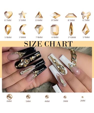 Canvalite 1820Pcs Champagne Rhinestones Nail Gems | 12 Styles 3D Glass Crystals | Nail Rhinestones with Rhinestones Picker & Tweezers | Multi Shape Flatback Face Gems for Nail Art - Buy Online on GoSupps.com
