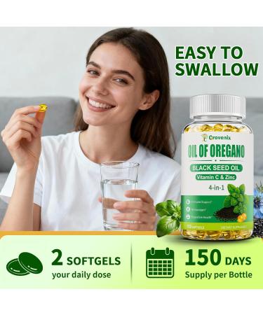 300 Count Organic Oregano Oil Softgels with Black Seed Oil Wild Oregano Supplement High Carvacrol & Thymoquinone 2 Pack 300 Count (Pack of 1) - Buy Online on GoSupps.com