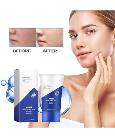 Sunscreen with Hyaluronic Acid SPF 50 Aqueous Solar Hyaluronic Acid Gel for Face Moisturizing Sunscreen Long Lasting Moisturizing Sweatproof for All Skin Types - Buy Online on GoSupps.com