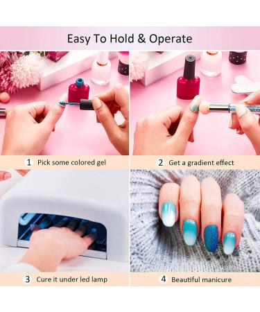 SILPECWEE UV Gel Nail Gradient Sponges Pen With 16 Replaceable Heads - Ombre Brush for Acrylic Manicure DIY - NO3 - Buy Online on GoSupps.com