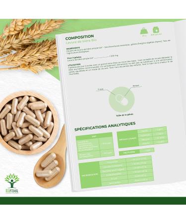 Bioptimal Organic Brewer's Yeast - Food Supplement - Live & Active - Skin for Hair Nails - Digestion Transit Probiotic - Made in France - Certified by Ecocert - 200 Capsules - Buy Online on GoSupps.com