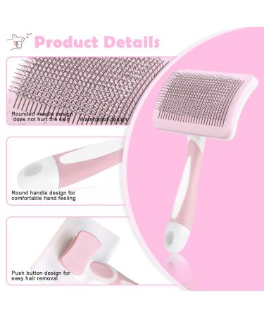 Self-Cleaning Cat Brush for Short-Haired Cats | Pet Grooming Brush with Grip - Ideal for Long & Short Hair (Pink) - Buy Online on GoSupps.com