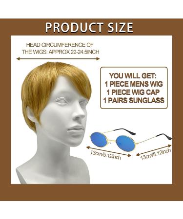 Men's Blonde Short Curled Wig - 70s 80s Disco Costume Wig with Sunglasses | Tshaoun Boy Band Style | Perfect for Halloween & Carnivals - Buy Online on GoSupps.com