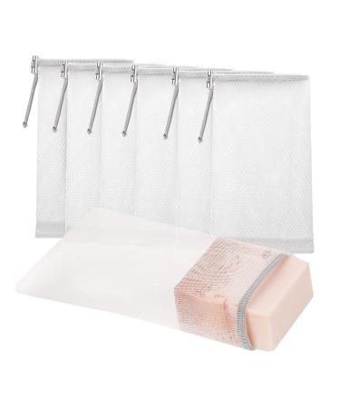 Cobahom 6 Pcs Mesh Soap Bag Mesh Foaming Net Soap Sack Bags Soap Handmade Soap Bubble Mesh Net Bags with Drawstring for Bath & Shower (Gray) 6 Pcs Grey Soap Bag