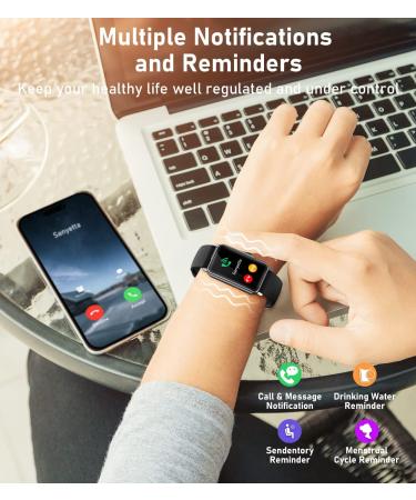 Smart Watch Fitness Tracker - Heart Rate, Blood Oxygen, Blood Pressure, Sleep Monitor - IP68 Waterproof - 100 Sports Modes - For Android and iPhone - Black - Buy Online on GoSupps.com