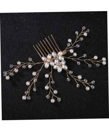 Housoutil Women Hairpin Bridal Wedding Headpiece Wedding Tiara Pearl Hair Comb Pearl Headpiece Wedding Hair Comb Crystal Hair Accessories Bride - Buy Online on GoSupps.com