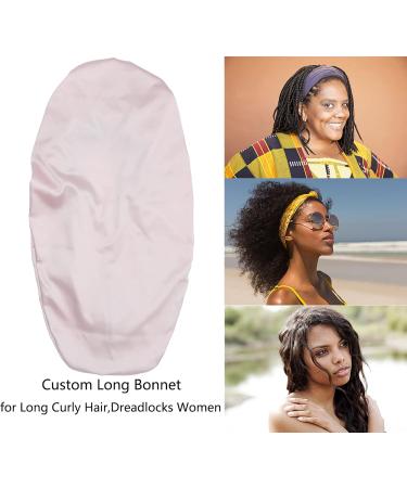 Sengterm Long Satin Hair Hood - Adjustable Silky Sleeping Hat for Women | Extra Big Size for Long Curls | Pink - Buy Online on GoSupps.com