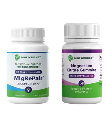 Migraceutics MigRePair Bottle of 60 and Premium Magnesium Citrate Gummies