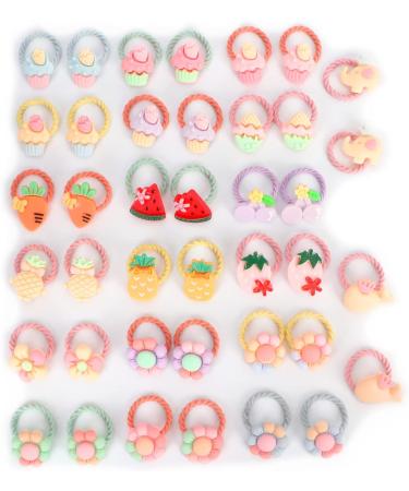 Unaone 40 PCS Cute Cartoon Hair Ties for Girls | Stretchable Elastic Bands for Ponytails | Ideal for Baby Girls, Toddlers, Kids | Type 3 - Buy Online on GoSupps.com
