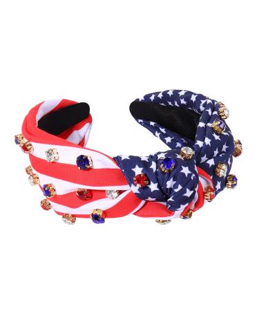 Patriotic Rhinestone Cross Headband - 4th of July Crystal Twist Hair Accessory - Buy Online on GoSupps.com