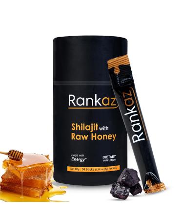 Rankaz Natural Shilajit Honey Sticks Organic - 30 Sticks Shilajit Honey Fulvic Acid and Trace Minerals