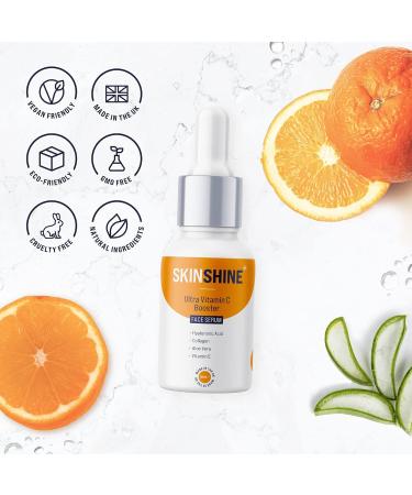 SKINSHINE ??????1* - NEW Ultra Vitamin C Booster Face Serum with Hyaluronic Acid & Collagen - UK Made - Remove Acne Scars Wrinkles Blemishes & Signs of Ageing - For Women & Men - Buy Online on GoSupps.com