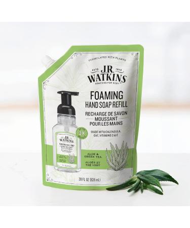J.R. Watkins Aloe & Green Tea Foaming Hand Soap Refill - 28 fl oz (Pack of 3) | All Natural, Moisturizing, Alcohol-Free, Cruelty-Free, USA Made - Buy Online on GoSupps.com