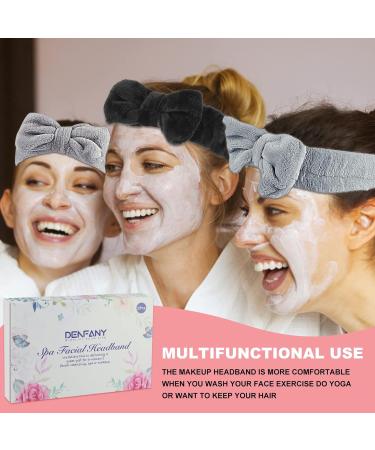 Spa Headband 2-Pack with Bow, Facial Makeup Headbands for Women - Black & Grey - Buy Online on GoSupps.com