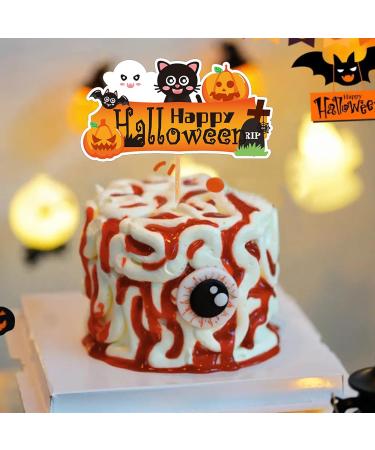 49 Pcs Halloween Cake Toppers Happy Halloween Party Decoration Supplies DIY Cartoon Cupcake Toppers Pumpkin Ghost Cake Flag Kids Birthday Favors (A) - Buy Online on GoSupps.com