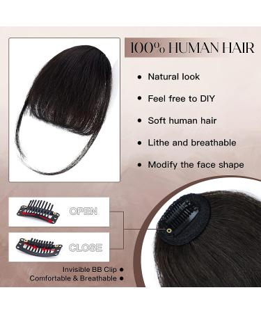 Clip in Wispy Bangs - 100% Human Hair Fringe for Women - Brown Black - Buy Online on GoSupps.com