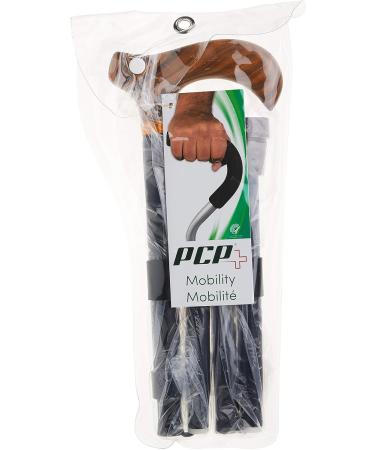 PCP Mobility Adjustable Travel Folding Cane Wood Derby Handle Matte Black 3/4-Inch Tip Size - Buy Online on GoSupps.com