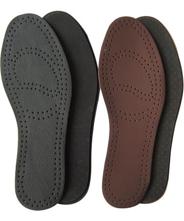 Brown Leather Insoles for Men | Thin Shoe Inserts for Dress Shoes & Sneakers | 2 Pairs - Black & Brown - Buy Online on GoSupps.com