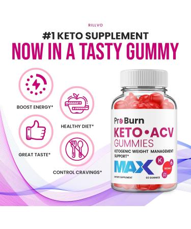 Pro Burn Max Keto Plus ACV Gummies with B12 and Beet Root Juice - 60 Gummies - Buy Online on GoSupps.com