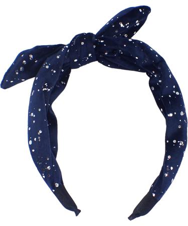 Topkids Accessories Dotted Velvet Bow Alice Bands Adult Women Hair Accessories for Women Hair Bands for Women Thick Headband Womens Headbands Head Bands Adult Women Wide Headbands (Navy) - Buy Online on GoSupps.com