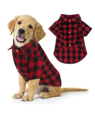 Plaid Dog Shirt Red Buffalo Dog Outfit Soft Casual Dog Clothes for Small Medium Large Dogs Puppy Cats Halloween Thanksgiving Christmas Costumes(S) Small Red