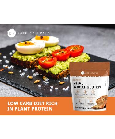 Kate Naturals Vital Wheat Gluten 12oz - High Protein Flour for Bread Making, Baking, Seitan & Keto - Non-GMO, Vegan & Low Carb - Buy Online on GoSupps.com