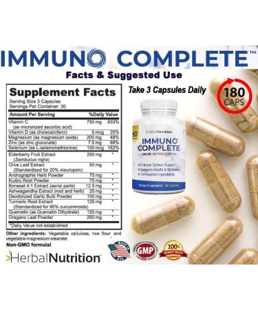 Immuno Complete an Immune Support Supplement with Vitamin C D Zinc Magnesium Elderberry and 10 More Synergistic Ingredients for Immune Support (1) - Buy Online on GoSupps.com
