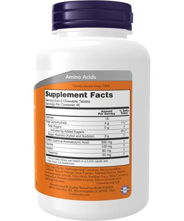 Now Foods Chewable GABA - Natural Orange Flavor, 90 Chewables for Relaxation & Stress Relief - Buy Online on GoSupps.com