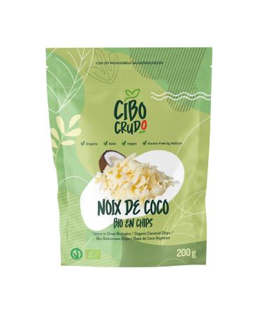 Organic Coconut Chips - 200 gr. Unsulphured and unsweetened coconut shavings. From organic farming. Sun-dried shaved coconut for snacks or sweet recipes.