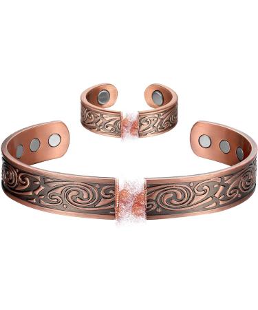 Biomag Men's Copper Bracelet - 99.9% Pure Magnetic Bangle for Arthritis Relief | Adjustable Joint Pain Jewelry Gift - Buy Online on GoSupps.com