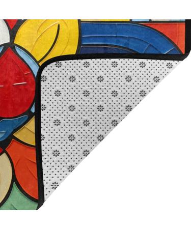 Flannel Carpet Mondrian Bohemian Lotus Flower Picture 60 x 39 in Non-Slip Durable Suitable for Living Room and Office Bedroom - Buy Online on GoSupps.com