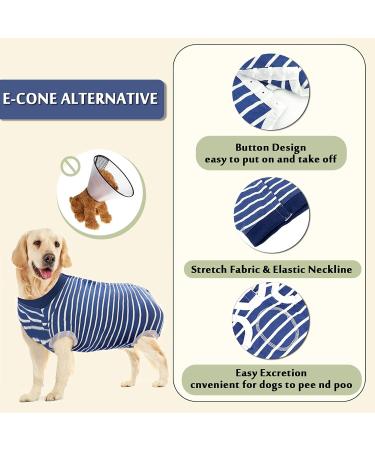 Hipet Recovery Suit for Dogs & Cats | XXL Blue Striped | Prevents Licking & Protects Surgical Wounds | E-Collar Alternative - Buy Online on GoSupps.com