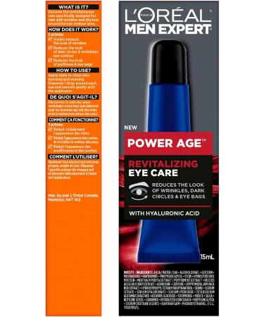 L'Or al Paris Men Expert Power Age Revitalizing Eye Care with Hyaluronic Acid Reduces the Look of Wrinkles Dark Circles & Eye Bags 15 mL Eye Cream 15ml - Buy Online on GoSupps.com