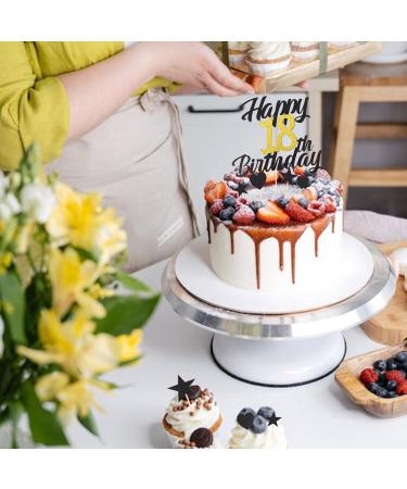 Alegre 18th Birthday Cake Topper Set - 9 Piece Black Gold Decorations for Boys & Girls - Perfect for 18 Years Celebration - Buy Online on GoSupps.com