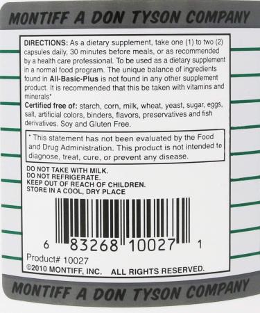 Montiff- All Basic Plus 750 mg 500 caps - Buy Online on GoSupps.com