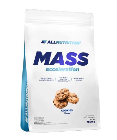 ALLNUTRITION Mass Gainer Powder 20% Protein Content Three Types of Carbohydrates for Muscle Growth Bodybuilding Energy Fitness MASS ACCELERATION 3000g Cookies