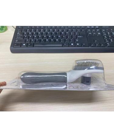 Moseem Pet Grooming Brush with Cleaning Button for Cats & Dogs - Removes Loose Undercoat and Tangled Hair - Grey - Buy Online on GoSupps.com